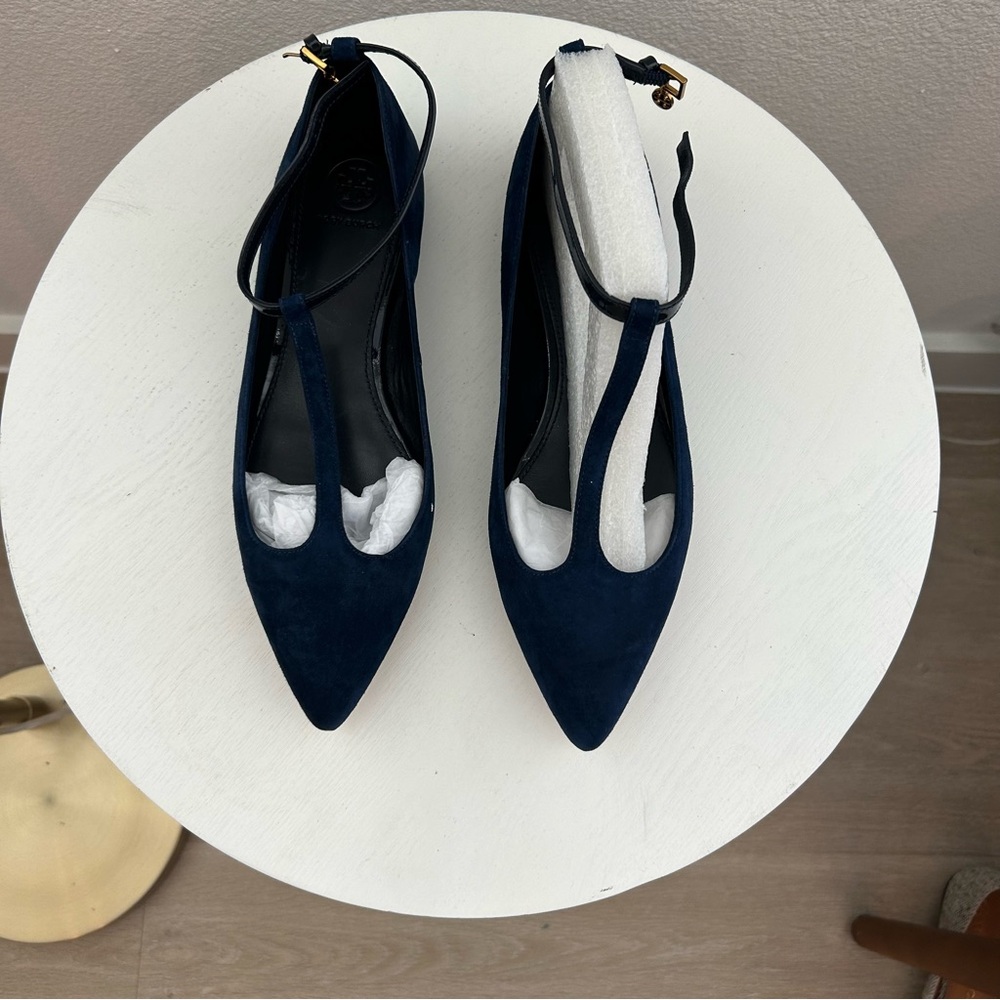 Navy Suede Leather pointed toe flats
